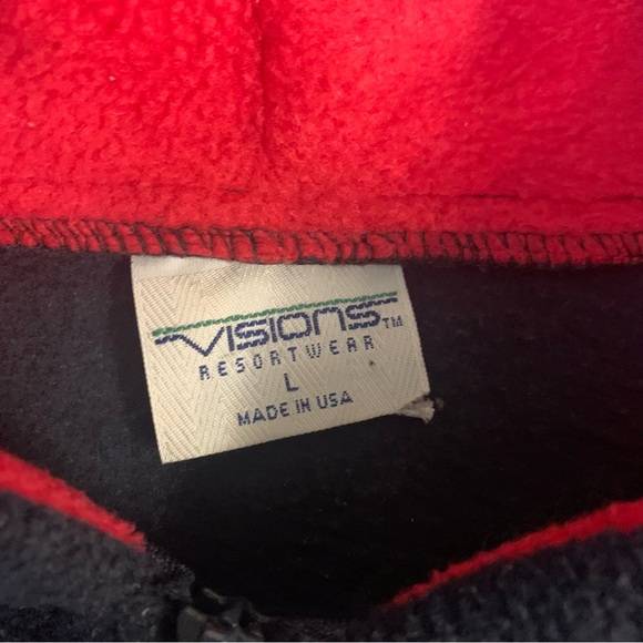 Men’s Vintage Alaska Zip Up Fleece Jacket Size Large Navy Red Retro Oversized - Picture 3 of 11